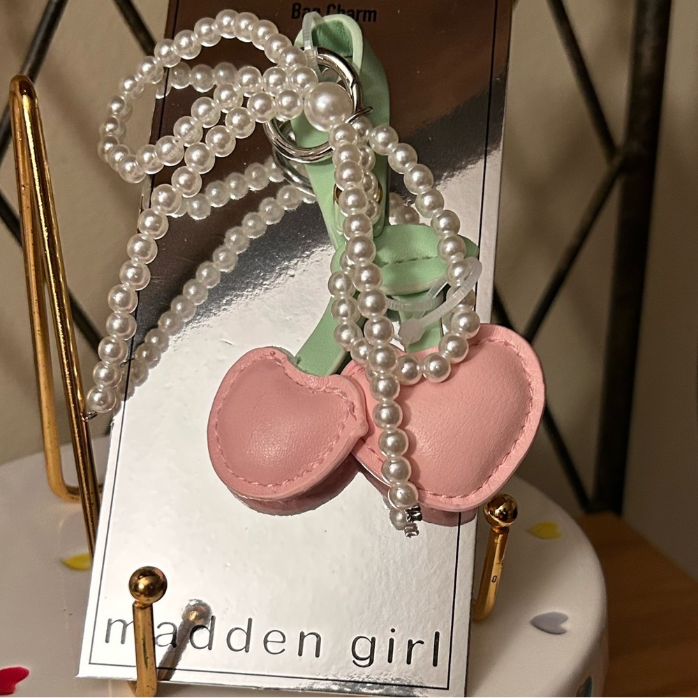 Madden Girl Cherry Heart Bag Charm NWT